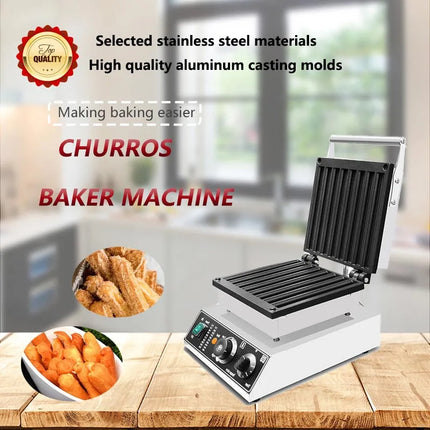 Churro Maker Machine Nonstick Commercial Spanish Churros Maker Home Countertop Waffle Baker Machine Makes 8 Waffle