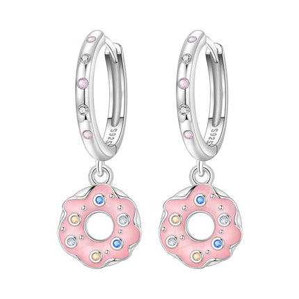 Hot Sale Original 925 Sterling Silver Zircon Pink Paw Print Earrings Heart Flower Leaf Design Women Party Jewelry Gift Ear Loops