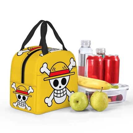 Custom One P-Pieces Insulated Lunch Bags for Women Skull Manga Portable Thermal Cooler Food Lunch Box Outdoor Camping Travel