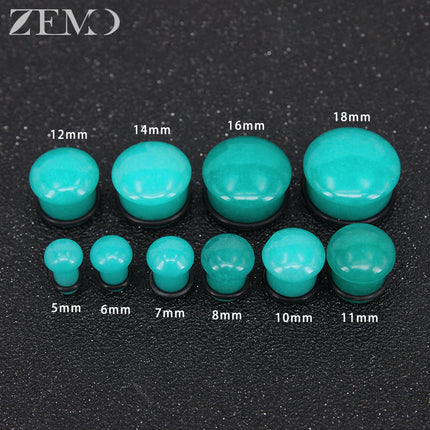 ZEMO 2pcs/lot Natural Stone Ear Plugs and Tunnels Unisex Punk Large Gauges Single Flare Flesh Stretcher Expander Piercings 4-18MM