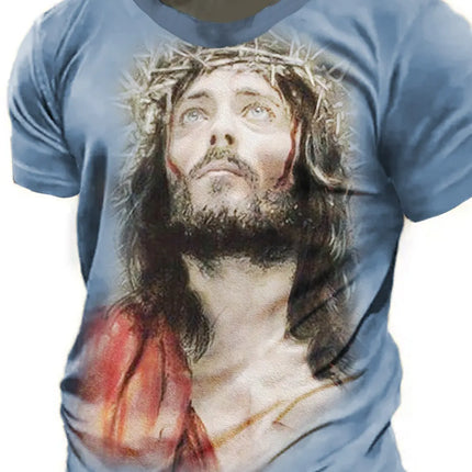 Men's Retro Western Denim 3D Printed T-Shirt Personality Street Men's T-Shirt Fitness Oversized T-Shirt Outdoor Fashion T-Shirt