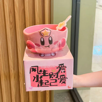 Cute Star Kirby Cartoon Peripheral Ceramic Rice Bowl Personal Dining Bowl Special Beautiful Bowl Children'S High End Home Furnis