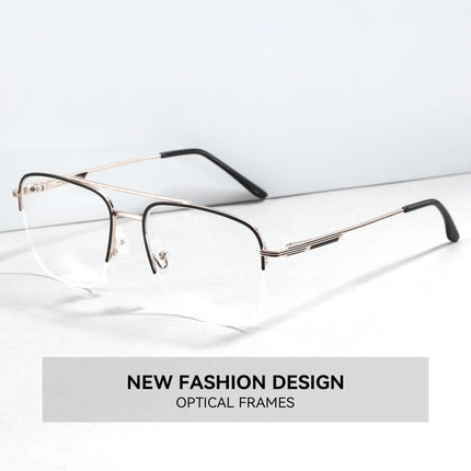 ZENOTTIC (M Size) Men Half frame Square Mental Prescription Pilot Glasses Blue Light Blocking Optical Eyewear For Screen