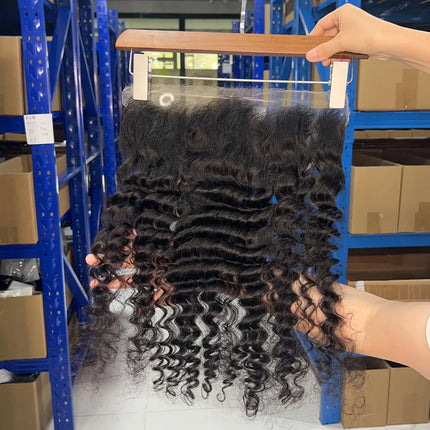 Deep Wave Real HD Lace Frontal 13x4 Closure Virgin Raw Hair 100% Human Hair Loose Deep Wave Frontal