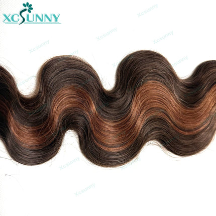 Color 4 30 Bulk Human Hair For Boho Braids Knotless Body Wave Bulk Human Hair For Braiding Invisable Knots Double Drawn