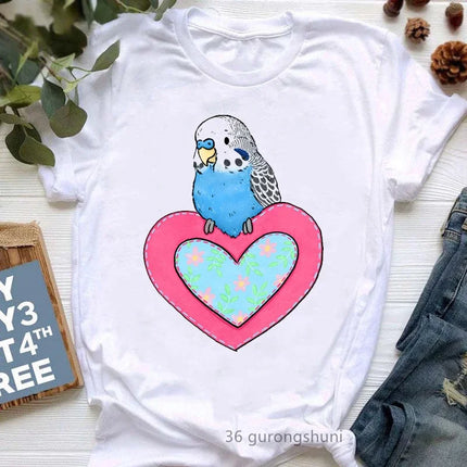 I Just Really Like Cockatiels Ok Graphic Print Tshirt Women Lovely Parrot T Shirt Femme White Short Sleeve Female T-Shirt Tops