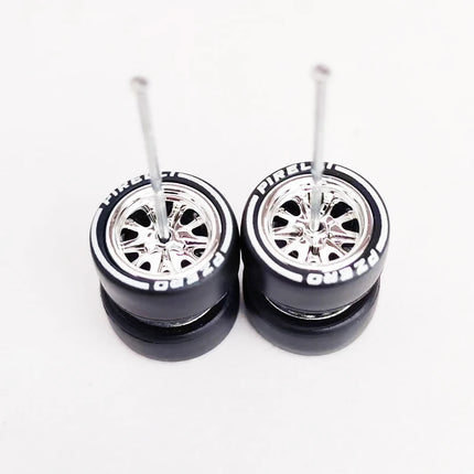 1/64 Mini Car Wheels 11mm Tires Tyres 1:64 Model Cars Rims Mirror Disc Claw Shape For Hot Wheel/Matchbox/Domeka