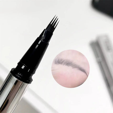 Waterproof Wild Eyebrow Pen 2/4 Separated Head Natural Brow Makeup Quick-Drying Creation of Ultra-Fine Lasting Liquid Eyebrow