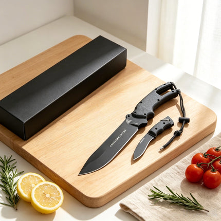 Multi-functional camping outdoor knife, twin-star structure travel knife, 1095 high-carbon steel utility knife