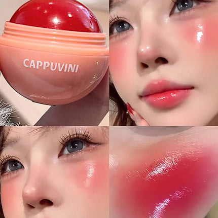 Cappuvini Vitality Juicy Blush Ball Natural Rosy Long-Lasting High Color Blusher Cream Face Makeup Rouge