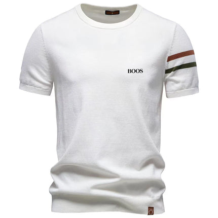 Summer new cross-border pure cotton fashionable men's short sleeved woolen round neck T-shirt men's casual T-shirt Polo shirt