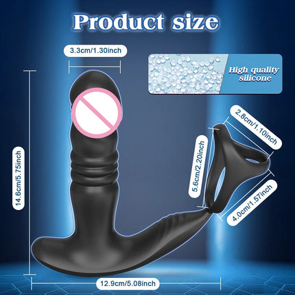 APP Control Thrusting Prostate Massager for Men Telescopic Anal Vibrator for Gay Butt Plug Cock Ring Adult Goods Sex Toy for Men