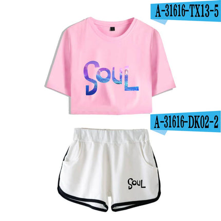 Youthful Movie Joe Gardner T-shirts shorts Pants Dew navel Sport Girls Short Sleeve Suits Sexy Girls Summer Two Pieces sets