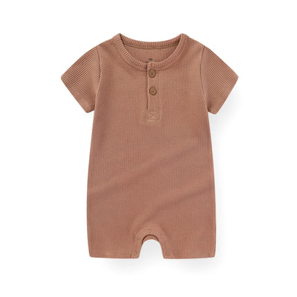 Kiddiezoom 1 PCS Fashion Four Seasons Unisex Solid Short Sleeve Baby Boy Girl Rompers 100%Cotton Soft Newborn Jumpsuit Clothes