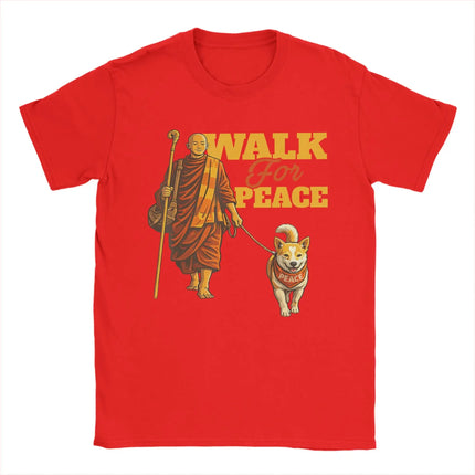 Casual T-Shirt Summer Peace Walking Monks and Aloka Dog Walk for Peace Hipster T-Shirts for Men Y2K Retro Short Sleeve Clothing