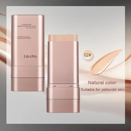 Life Girls Watery Double-Headed Foundation Stick with Brush, Natural Long-Lasting Flawless Makeup For Facial Concealer Cosmetics