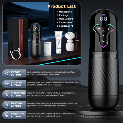 Telescopic Sucking Licking 4 IN 1 Masturbator Cup Vagina Masturbation Blowjob Adults Sex Toy for Men Piston Automatic Mastubator