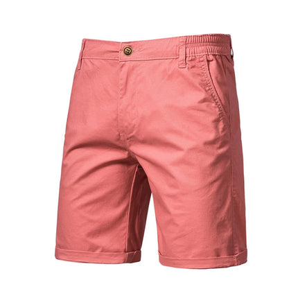 AIOPESON Summer 100% Cotton Solid Shorts Men High Quality Casual Business Social Elastic Waist Men Shorts 10 Colors Beach Shorts
