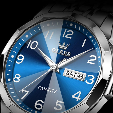 OLEVS Original Waterproof Men's Watches Digital Mirror Quartz Watch for Man Luminous Stainless Steel Wristwatch Male Date Week