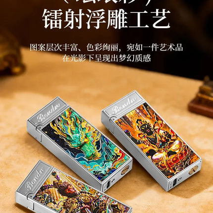 New Voice-controlled Embossed Alloy Kerosine Lighter,Intelligent Voice-controlled Ignition Open Flame Men's Personalized Lighter
