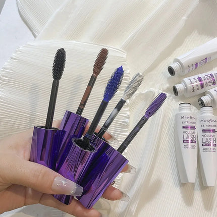 Colorful 5D Purple Blue Mascara Lasting Styling Waterproof Quick Dry Curling Lengthen Large Head Brush Eyelash Extension Cream