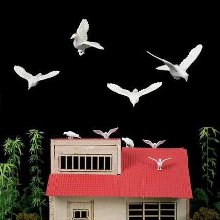 Miniature White Pigeons Model Bird Dollhouse Decoration DIY Materials For Garden Layout Landscape/Diorama Architecture Scene