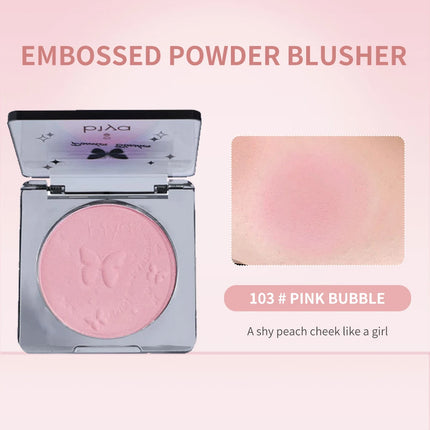 Biya Embossed Monochrome Face Blush Fine Powder Natural Matte Brightening Skin Makeup Blush Palette Rouge