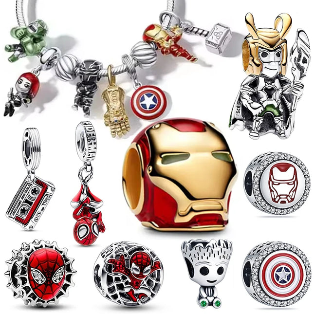 TOP 925 Sterling Silver Marvel Anime Avengers Lron Man Helmet Charms Fit Original Bracelet Womens Pendant Beads Jewelry Hot Gift