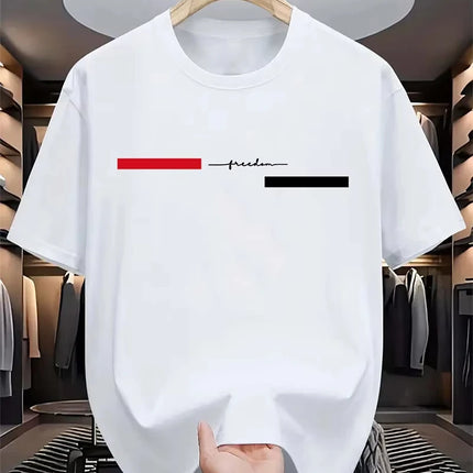 Simple Fashion Striped Graphic T-Shirts for Men, Summer Casual Letter-Printed T-Shirts, Loose Streetwear Harajuku Tees Tops