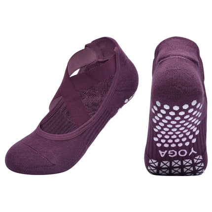 Women Non-Slip Yoga Socks Silicone Indoor Cotton Bandage Backless Pilates Fitness Sock Ladies Ballet Dance Sports Grippers Socks