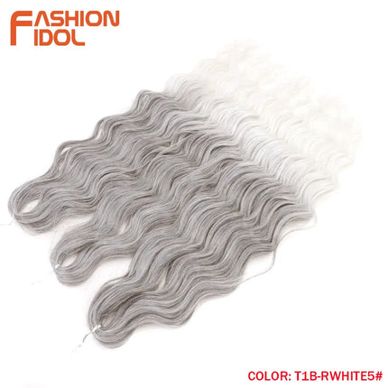 Anna 24 Inch Hair Synthetic Deep Wave Braiding Hair Extensions Braid Hair Ombre Rainbow Red Orange Twist Crochet Curly Hair
