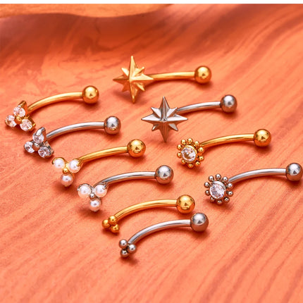 G23 Titanium ASTM-F136 Piercings Eyebrow Internal thread Eyebrow Piercings Body Jewelry For Women zircon Earring