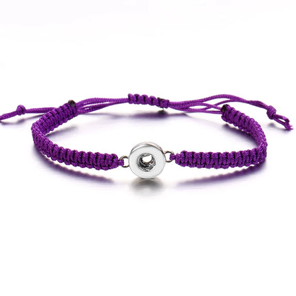 Fashion Colorful manual Rope snap bracelets 15cm adjustable kids fit 12mm snap buttons wholesale key chainSE0145