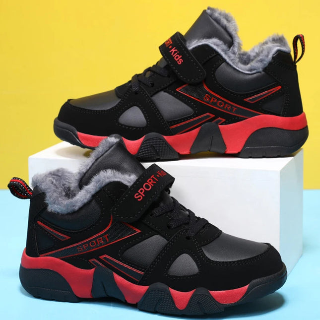 Kids' Sneakers Winter Plush Warm Leather Comfortable Tennis Shoes Casual Outdoor Sports Comfortable Tennis Shoes for Children