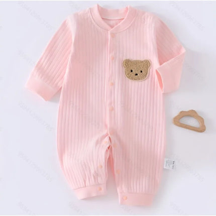 3-9 Months All Seasons Cute Infant Newborn Baby Romper Baby Boy Girl Cartoon Bear Cotton Jumpsuit
