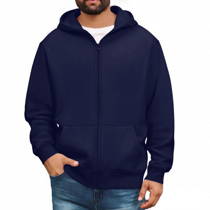 Men'S Hooded Sweatshirt Solid Color Simple Jacket Hood Design Top Kangaroo Pockets Daily Wear All Seasons Basic Jacket Daily