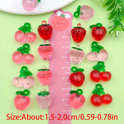 10/18pcs Fruits Charms Resin Strawberry, Cherry, Apple Pendants for DIY Bracelets Necklaces Earrings Jewelry Making Accessories