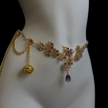 Amethyst Tassel Nipple Clamps Sensual Bondage Rings Detachable Bell Waist Chain SM Erotic Accessories Adult Sex Toys 가슴 자위