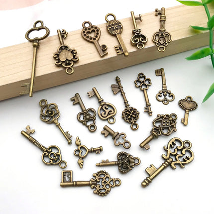 20/100pcs Mini Key Series (Includes Antique Gold/Bronze/KC Gold/Bright Silver Finishes) - Ideal for Handmade Jewelry Crafting"