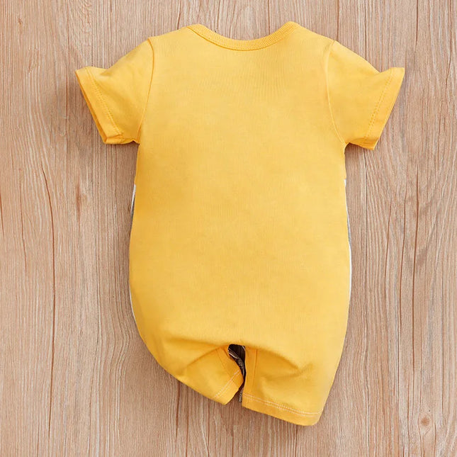 Newborn Baby Clothes Unisex Standing Ear Mouse Pattern Summer Cotton Short Sleeve Romper Infant Toddler Pajamas One Piece Outfit