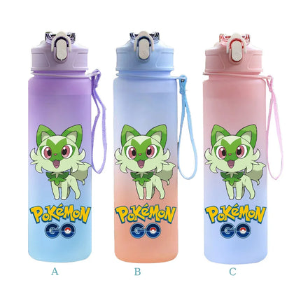 750ML Pokemon Gradient Color Plastic Drinking Bottle Water Bottle Hiking  Outdoor Large Capacit Portable Drink Bottles Cup