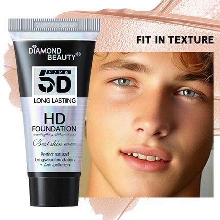 5D Liquid Foundation Make-up Men's Suede Perfect Concealer Nourishing&Moisturizing Full Cover High Capacity Natural Naked Makeup