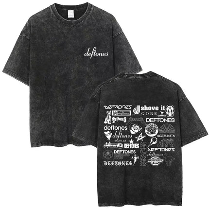 New Arrival Mens Clothes Tee Shirt Homme Washed Vintage Rock Band Deftones Private Music Graphic  Men Clothing New in Top & Tees
