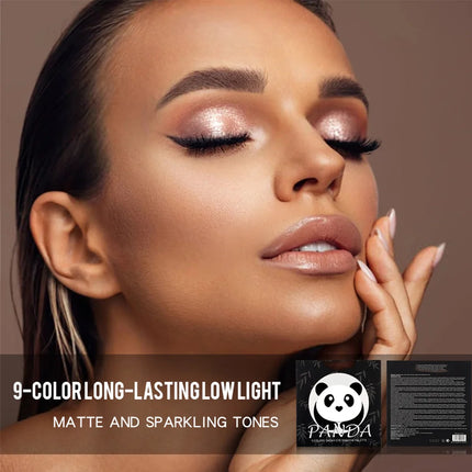 9 Color Eyeshadow Palette Panda Punk Metal Dark Grey Matte Smoky Eyes Makeup Palette Long Lasting Highly Pigmented Waterproof