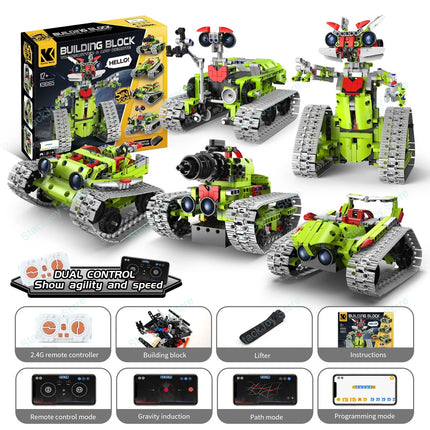 5-in-1 Series Technical Transformer Intelligent Robot Building Block With Remote Control APP Programmable STEM Toy For Kid Adult