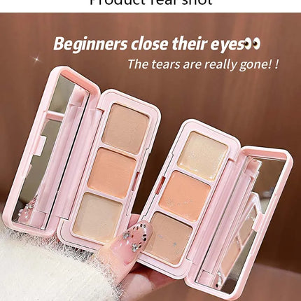 3-Color Correcting Concealer Strip Palette Hydrating Eye Brightening Concealer Contour Cream Full Coverage Oil-Control Makeup