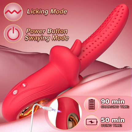3 in 1 Tongue Vibrator G Spot Vibrator with 10 Swinging & Vibration Modes Female Sex Toys Thrusting Vibrator Couples Sex Toy