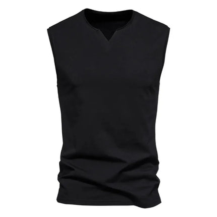 Summer Mens V-neck Tank Tops Athletic Jogging Gym TShirts Loose Vest Cotton Sleeveless T-Shirt Lightweight Basic Sport Tops