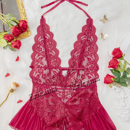 Push Up Women's Hollow Erotic Lingerie Set Lace Transparent Underwear Slim Fit Erotic Bra Set Lace Sexy Fashion Sleepwear Dress