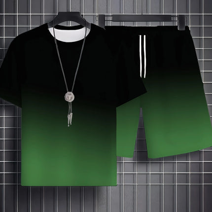 Summer Casual Men's T-Shirt and Shorts Set 2026 Sportswear Set Plus Size Short-Sleeve T-Shirt Drawstring Pocket Shorts Set